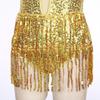 Maillot de corps brillant à paillettes et franges pour femme Trou de serrure Sans manches Dos nu à franges Costume de performance de danse