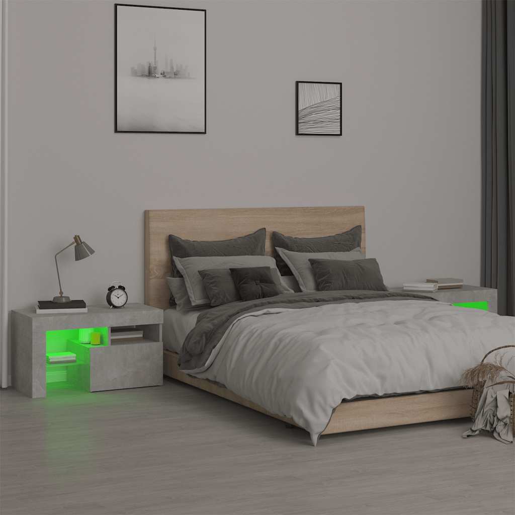 Vidaxl Szafki Z Oświetleniem Led, 2 Szt., Szarość Betonu, 70X36,5X40Cm