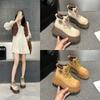 2576 Height Increase 8 Martin Boots Women's Leather Thick-soled Autumn Thin Retro Short Boots New Rhubarb Boots