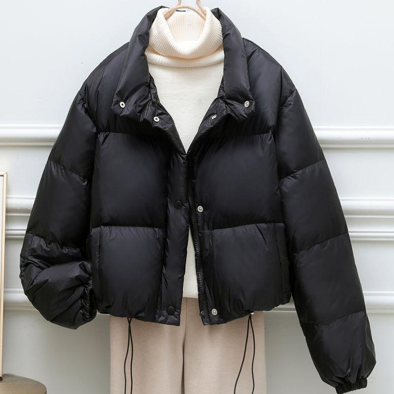 Kvinner Ensfarget Mote Topp stående krage Glidelåsknapp Varm jakke Uformell