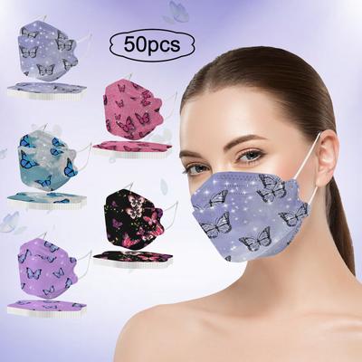 (SU)50PCS Adult's Printed Outdoor Prevention Fish Mask Face