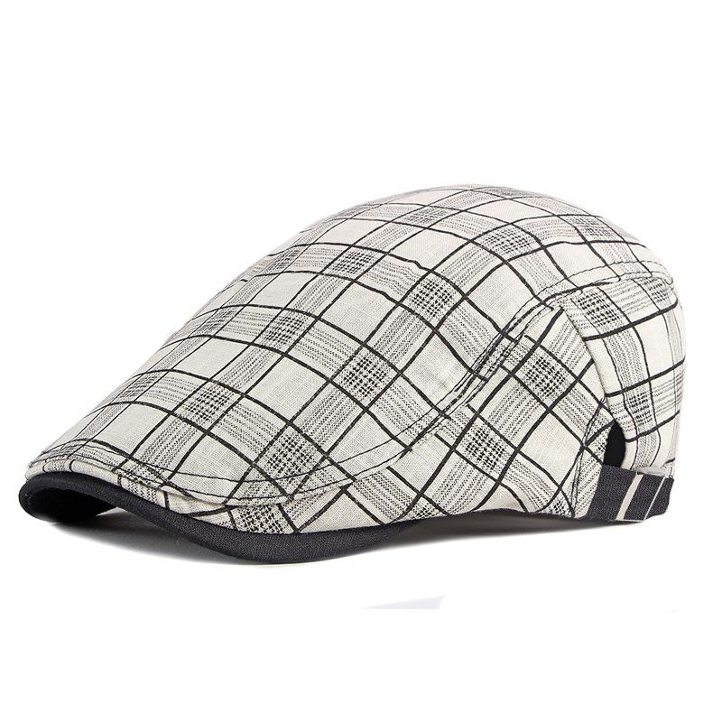 

Клетчатый берет для мужчин, весна-лето, хлопковая кепка в британском стиле, женская солнцезащитная дышащая плоская кепка, кепка газетчика, шляпа художника в стиле Гэтсби 55-60cm бежевый