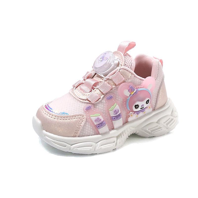 2025 Girls' Breathable Light-Up Sports Shoes: Soft Sole, Anti-Slip, Mesh Design for Spring/Autumn.
