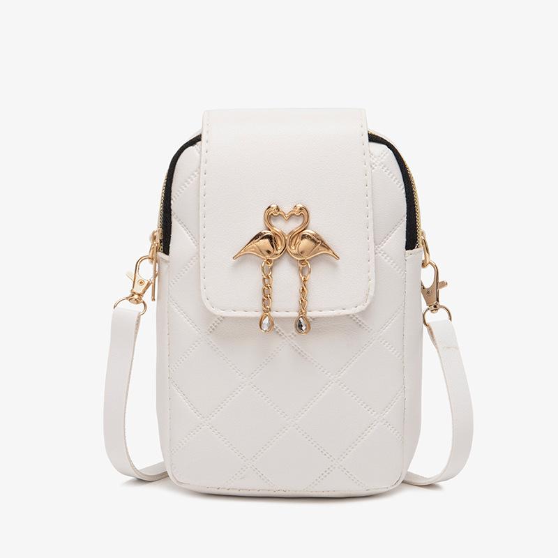 A new autumn and winter mobile phone bag woven swan decorative bag cover type single shoulder oblique span small bag