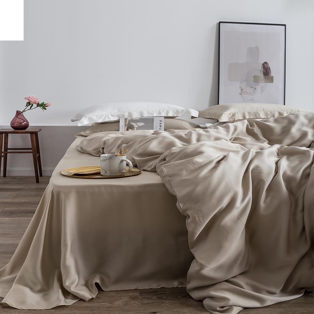 Liv-Esthete Luxury 100% Silk Blue Bedding Set Silky Beauty Queen King Duvet Cover Set Flat Sheet Pillowcase Bed Set Bedclothes