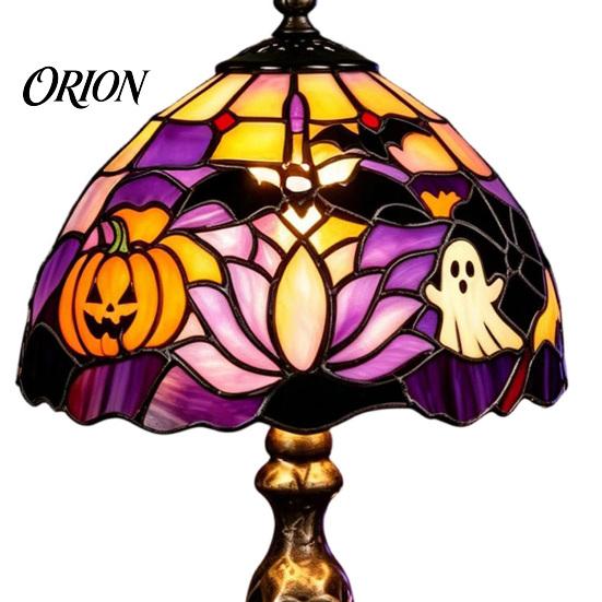 Decorative Resin Lamp Halloween Vintage Table Lamp, Retro Pumpkin Skeleton Black Cat Warm Yellow Atmosphere Light Night Light, Gothic Bedside
