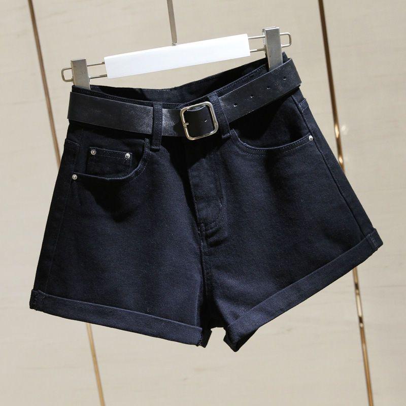 Trendy Women's High-Waisted Denim Shorts - 2026 Spring/Summer Korean Style, Loose Fit, Slimming Rolled Hem, Wide Leg A-line Design
