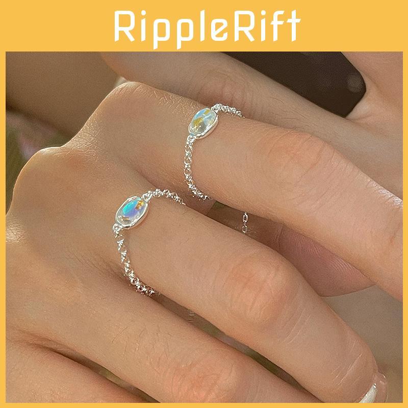 Stunning 925 Sterling Silver Moonstone Adjustable Geometric Ring For Women Fashion