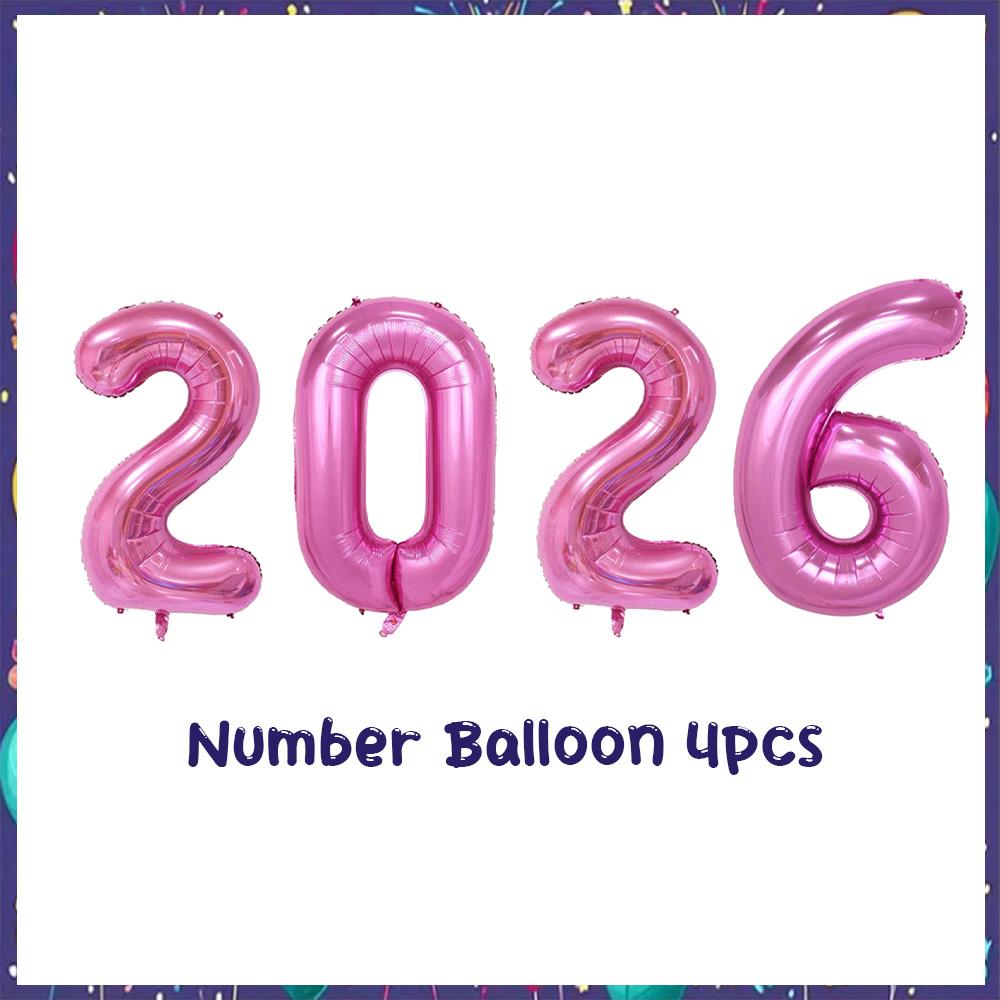 32inch 2026 Foil Balloons Color New Year Party Decorations Anniversary Supplies 12 Inch Glitter Latex Balloons Photo Booth Props