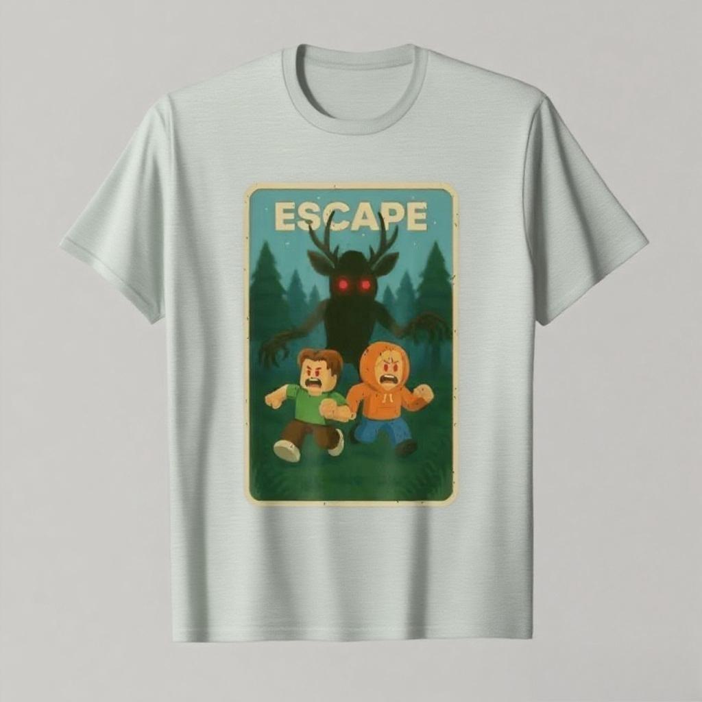 Run - 99 Nights Halloween Gamer Deer In The Forest Kids Meme T-shirt for Men Women 100% Cotton T Shirts Short Sleeve Tops