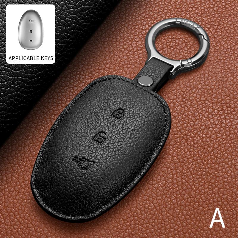 

3 Buttons Leather Car Remote Key Case Shell For Changan Qiyuan Nevo Anti-Scratch Car Key Protective Cover Decorative Accessories