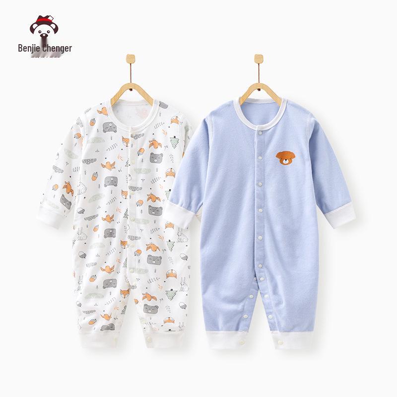 Autumn Newborn Pure Cotton Rompers: Air Conditioning Monk Clothes for Spring, Summer, and Fall