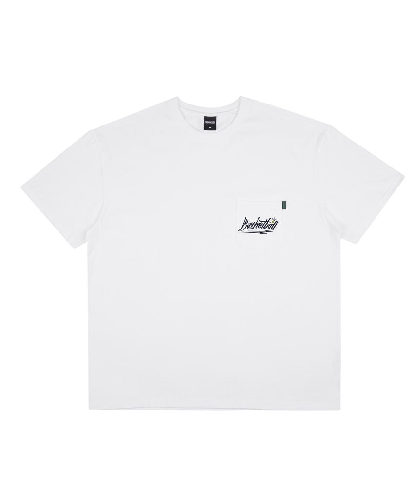 CREAM SODA LAB Basketball Oversized Heavyweight Pocket Short Sleeve T-Shirt White Black