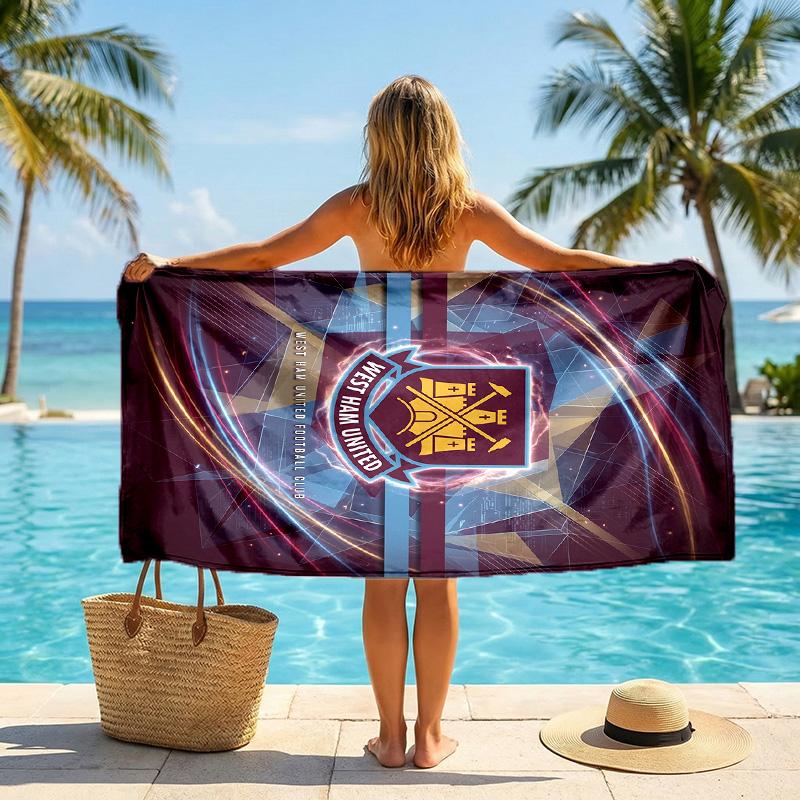 Asciugamano da Spiaggia West Ham United Football Morbido Microfibra Asciugamano Estivo Asciugatura Rapida Assorbente per Spiaggia Piscina Viaggio