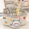 Pen Holder for Desk, 360°Rotating Pencil Pen Holder,Pen Organizer with 6 Slots, Large-capacity Desk Organizer,Home Use (Beige)