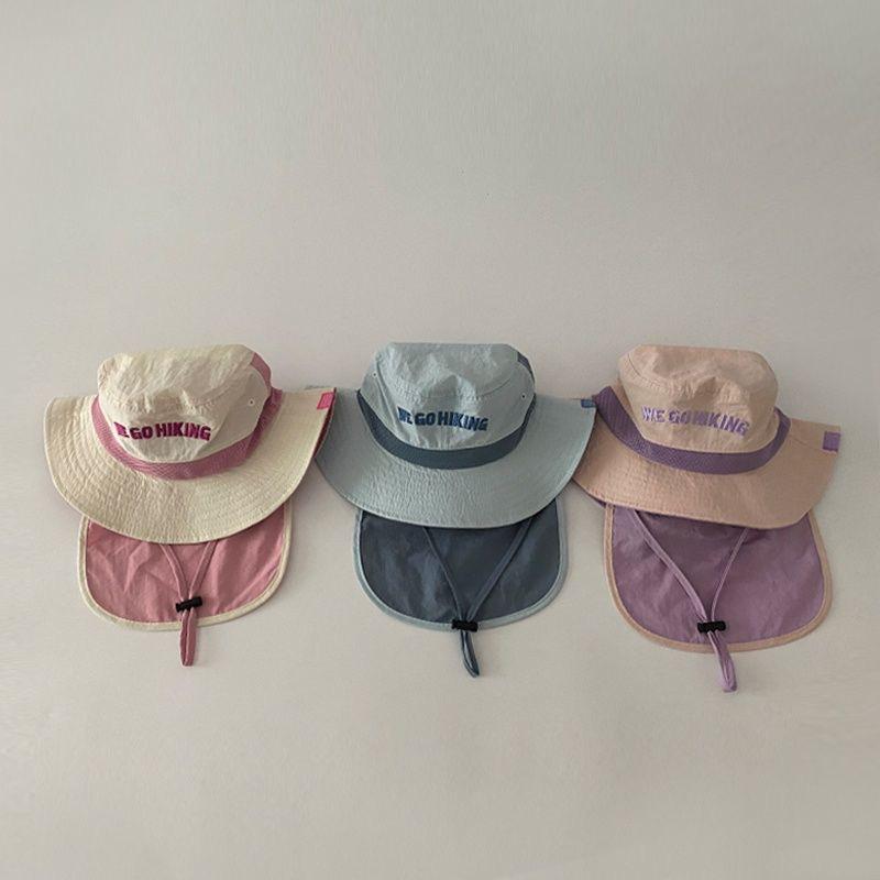 Children's Unisex Wide Brim Sun Hat with Shawl - Spring & Summer Korean Style