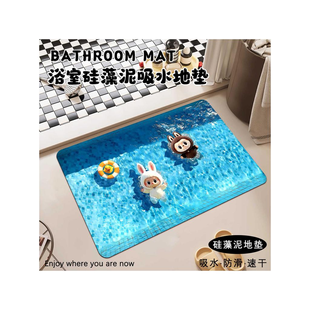 Cartoon Cloth Diatom Mud Floor Mat, Quick-Drying Floor Mat At The Door Of The Shower Room, Household Anti-Skid And Easy-To-Take-Care Floor Mat