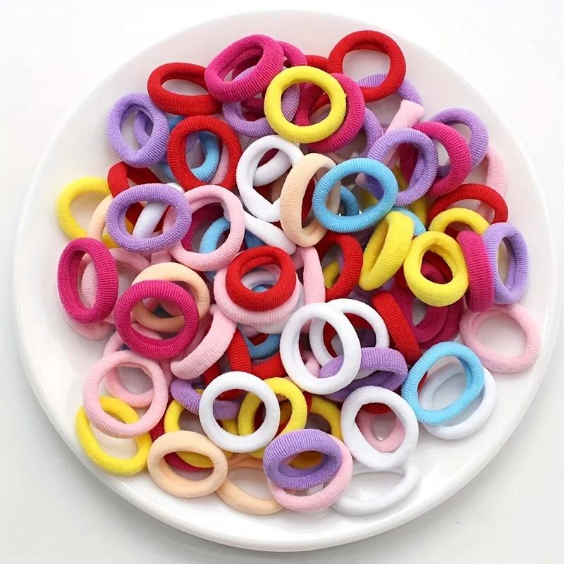 100PCS/Set Women Girls Basic Hair Bands Simple Solid Colors Elastic Headband Hair Ropes Ties Hair Accessories Ponytail Holder