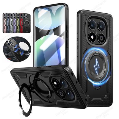 Stoßfestes Schutz-Handyhülle Für Xiaomi Redmi Note 14 13 Pro Plus Redmi 14C 13C 12C 360 Drehbarer Metallring Magnetische Halterung Abdeckung