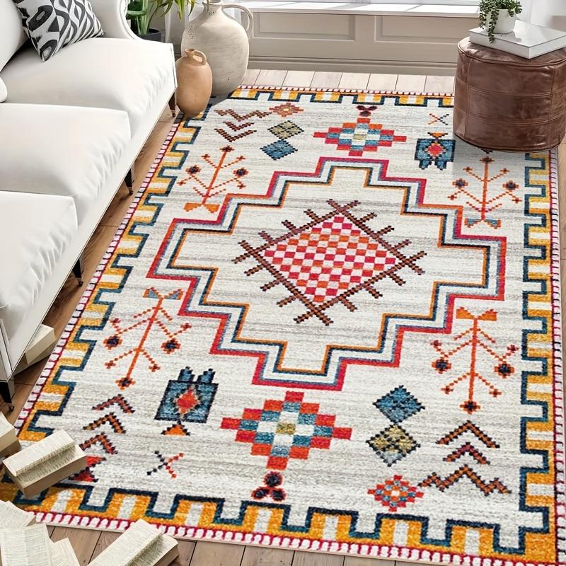 

Bohemian Soft Low Pile Area Mat Machine Washable Non Slip Vibrant Geometric Patterns Red Blue 50x80cm20x31in