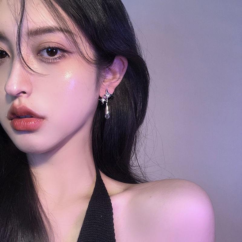 Y2K Four-pointed Star Drop Dangle Earrings for Women Harajuku Creative Gothic Pearl Cross Earings Fashion Punk Jewelry Accessory