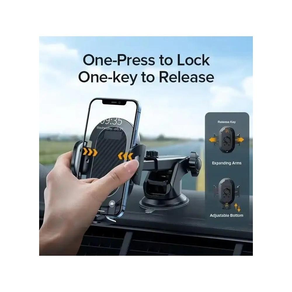 Long Arme Phone Holder for Car Dashboard Windshield Air Vent [Heat-Resistant Strong Suction Cup] Compatible with All Smartphones