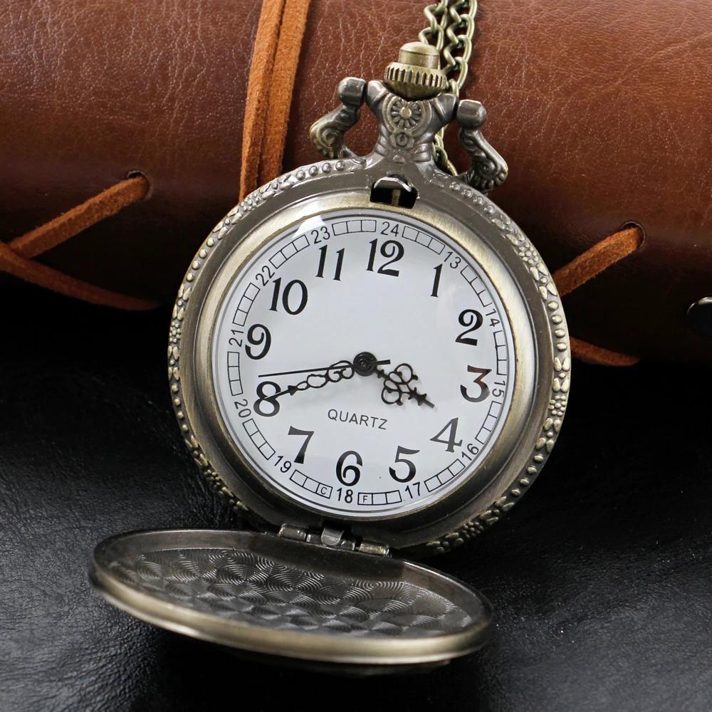 Vintage Wolf Head Pattern Black Quartz Pocket Watch Arabic Digital Dial Unisex Necklace Pendant Jewelry Men's and Women's Gift