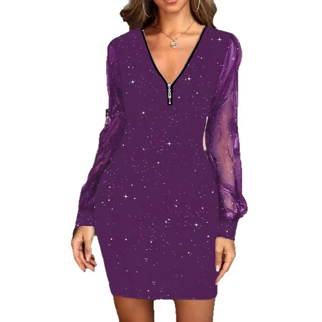 Frühling Sommer Neues Glitzer Bodycon Kleid, Europäischer Amerikanischer Stil Sexy Enganliegendes Partykleid