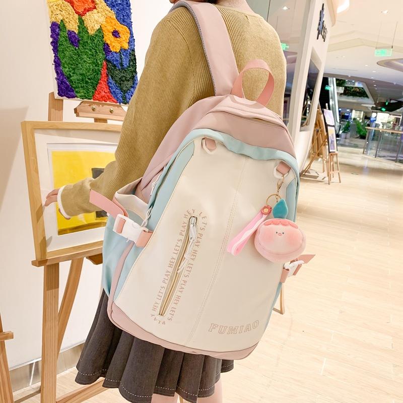 Mori girl heart junior high school student schoolbag female new Korean version ins sweet contrasting color high school student simple backpack