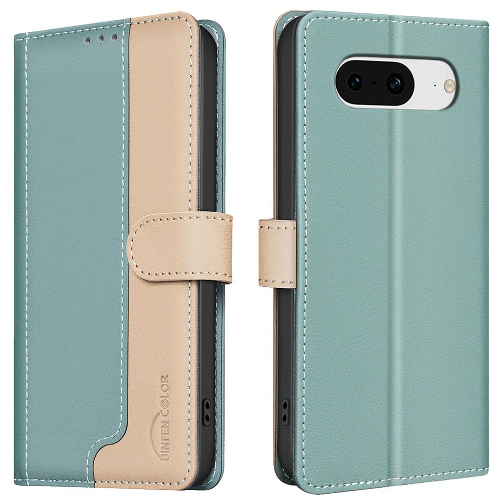 For Google Pixel 8 Case RFID Blocking Leather Cover Splicing Color