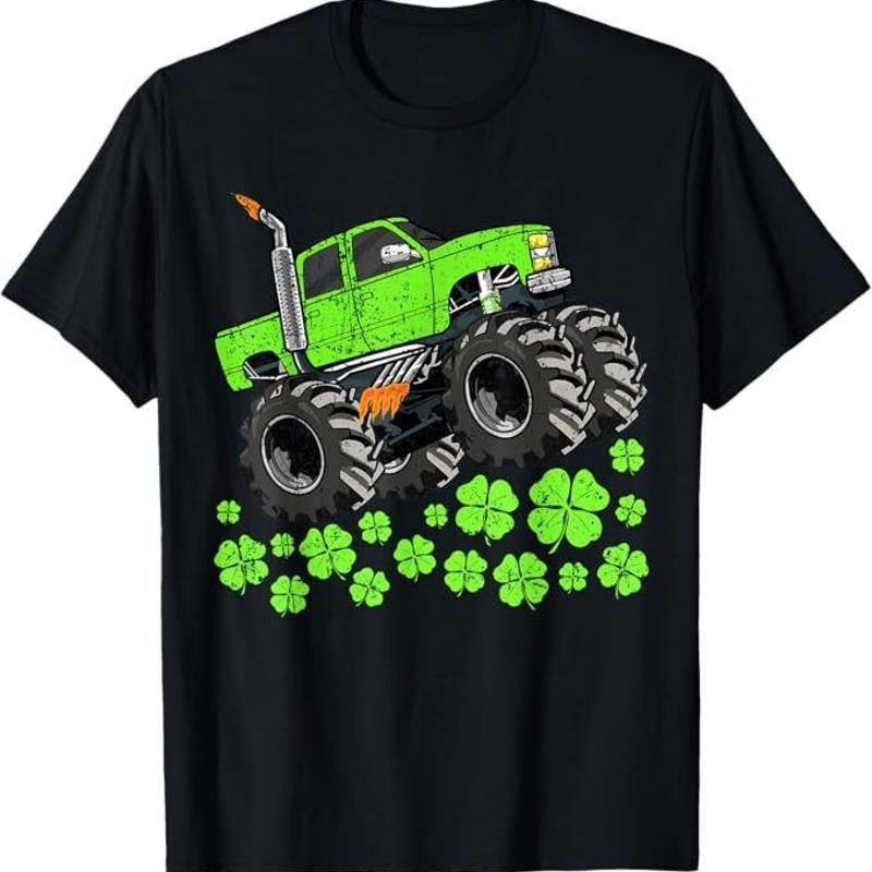Boys St Patricks Day Toddler Lucky Monster Truck T Shirt S разноцветный