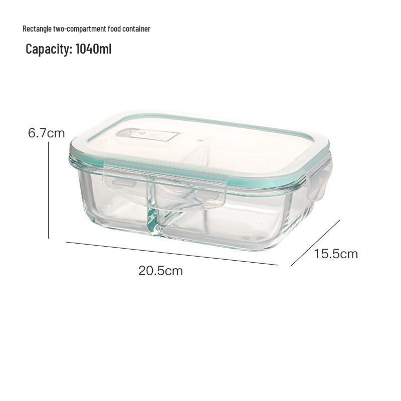 Heat-Resistant Transparent Glass Lunch Box Bento Container with Sealed Lid