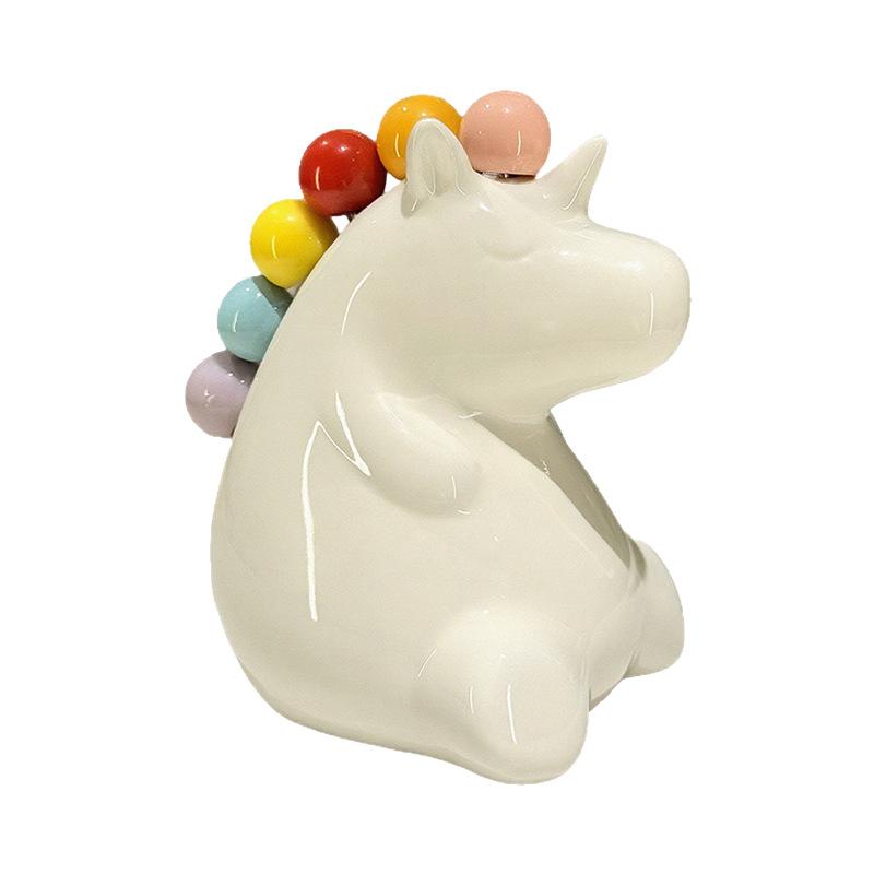 Dinosaur Unicorn Stainless Steel Fruit Fork for Home, Lightweight Luxury, High-end Feel, Child-Safe Ceramic Fork Storage Jar