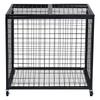 Rolling Sports Ball Storage Cart, Lockable Basketball Cage with Double Lids, Sport Equipment Holder Organizer for Indoor Outdoor, Steel Storage Rack