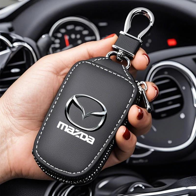 Kožené pouzdro na klíče od auta Držák na peněženku pro Mazda 3 6 CX5 CX30 Axela Atenza Skyactiv BT-50 Biante Autopříslušenství