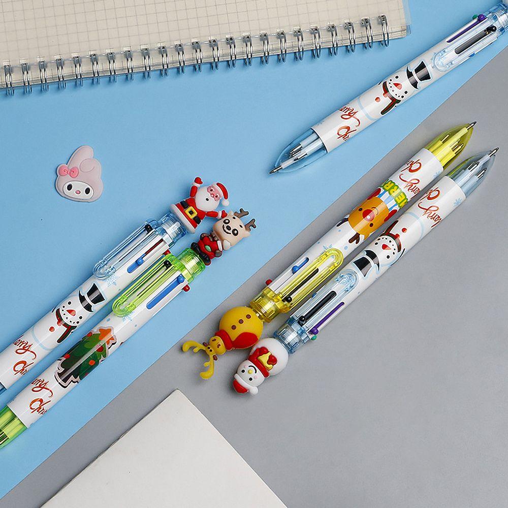Decor Deer Merry Christmas Xmas Tree Stationery Santa Claus Six Color Pen Christmas Ballpoint Pen