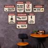 IBOOWU Danger DUST HAZARD Vintage Poster Retro Metal Tin Signs Wall Decor HIGH VOLTAGE Beware Warning Plaques