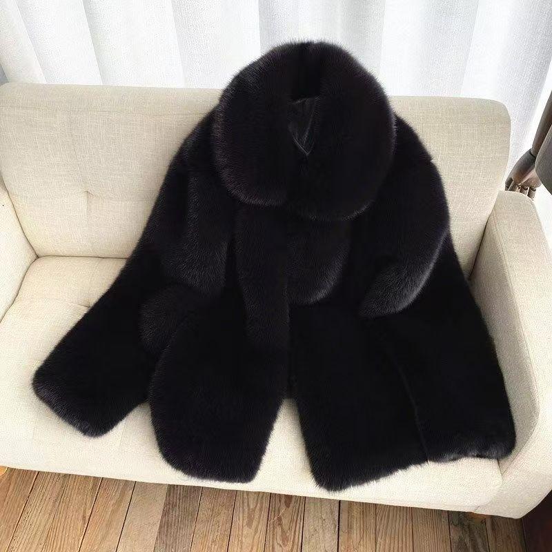 Autumn and winter new men s imitation fox fur hooded jacket fashion temperament casual fur coat thickened top 7XL