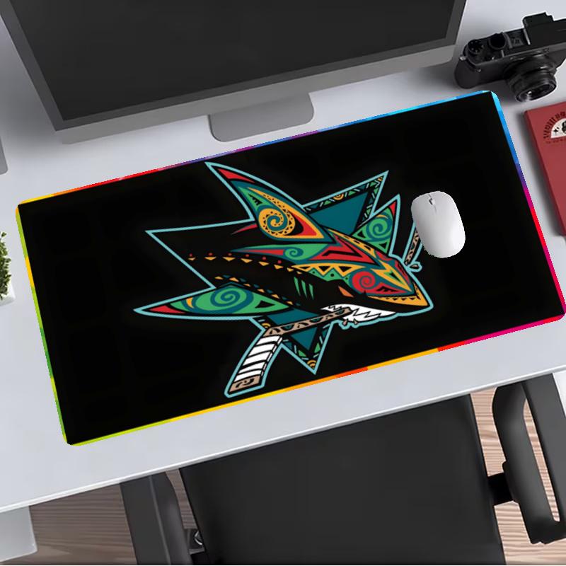 San Jose Sharks Extended Gaming Mouse Pad with Stitched Edges NonSlip Rubber Base Waterproof Desk Mat for Computer Laptop Office Gaming