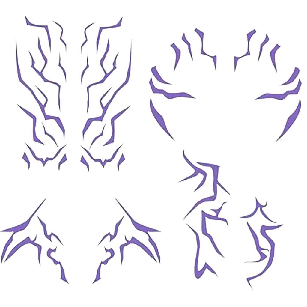 Anime Demon Hunter Group Makeup & Tattoo Stickers with Laser Lightning - Purple