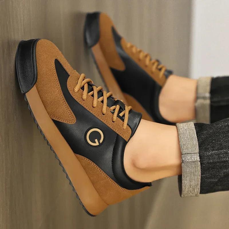 Spring Autumn Men Shoes Low-top Leather Casual Shoes Retro Classic Student Trendy Board Shoe High Quality Outdoor Tennis Sneaker