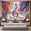 Music (22) Theme Personalized Tapestry Custom Name Text Wall Hanging Tapestry Home Background Decoration