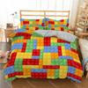 3D Building Block Pattern Duvet Cover Set Boys Girls Bedroom Fun Brick Printing Bedding Set Geometric Rectangle Comforter Cover