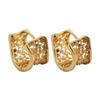 European Vintage Hollow Filigree Hoop Earrings Gold Plated Zircon Wide Ear Buckles for Women