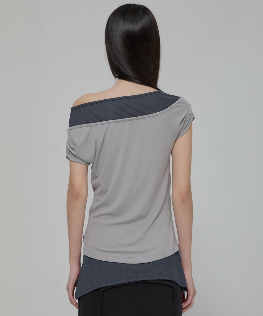 Peulleeoeob 2-Layered Top (Fl-141_Gray&Charcoal)