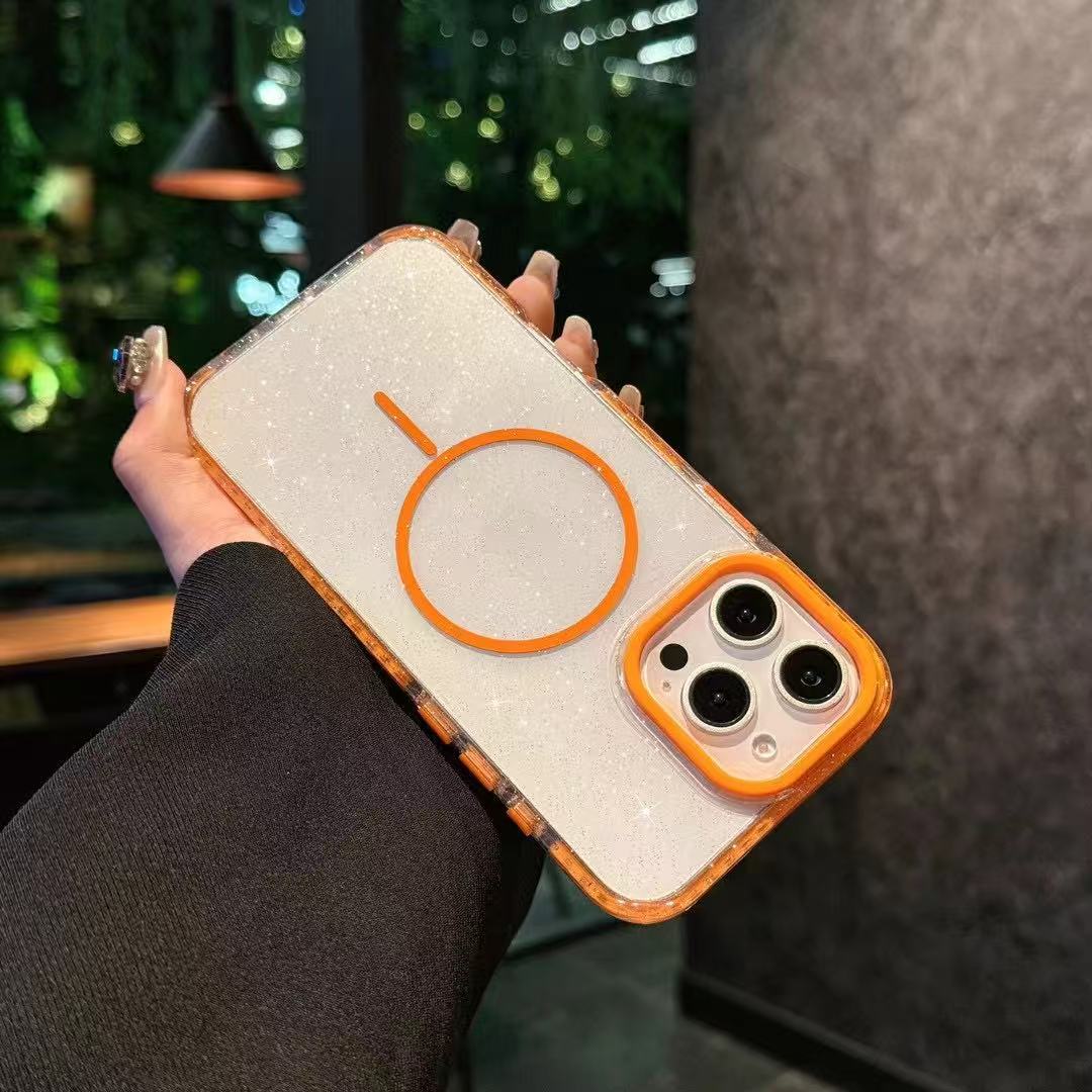 

Star Flash Powder Is Suitable for Thin ring Magnetic Suction of IPhone16ProMax Phone Cases and Apple 15 Dual Color Airbag Protective Cases iPhone12promax