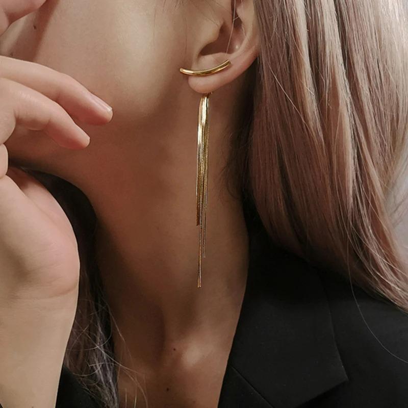 Irregular Lines Exaggerated Metal Dangle Earrings for Women Minimalist Gold Color Asymmetric Twisted Earrings Jewelry Gifts