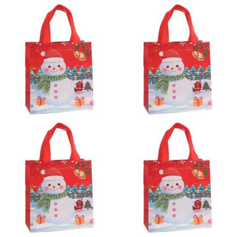 Bags Reusable Santa Claus Snowman Patterns Tote Bags for Festive Party Decoration