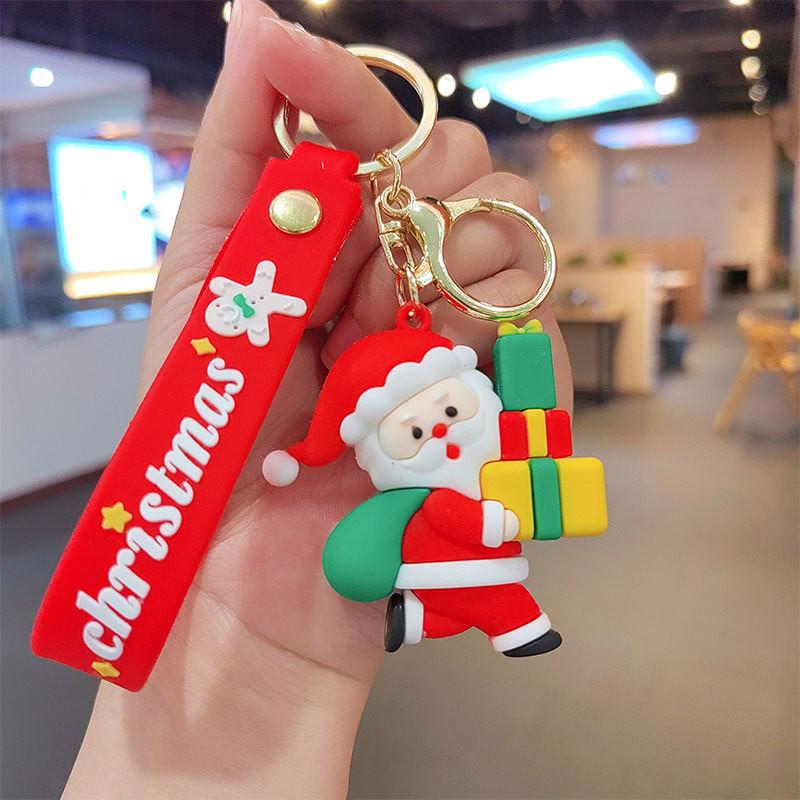Adorable Cartoon Silicone Keychain Trinket Cute Cat Wolf Keyring For Gifting