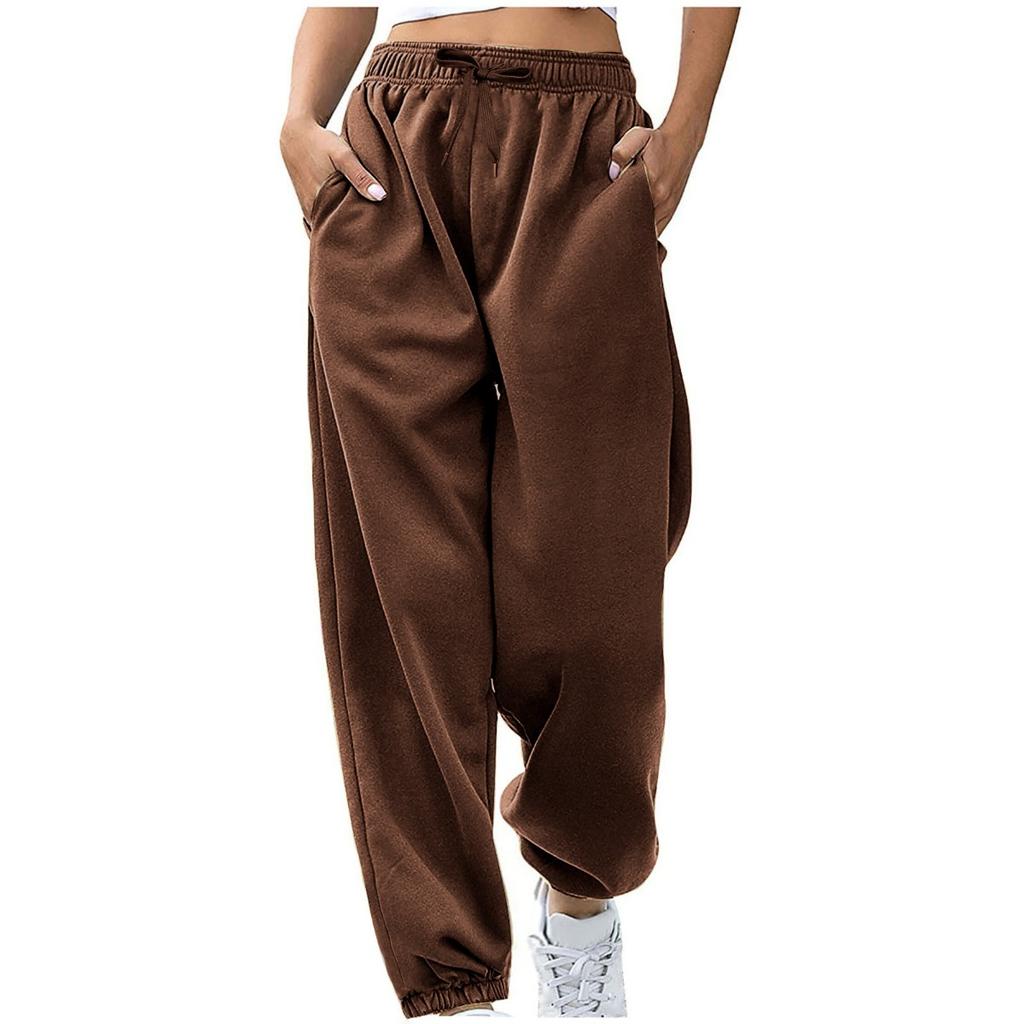 Damen Fleecegefütterte Lockere Konische Jogginghose, Kordelzug Taille Taschen Lässige Haus Sport Hosen für Grenzüberschreitend Europa Amerika
